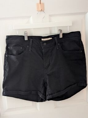 Levi's Black Rolled-Hem Denim Shorts